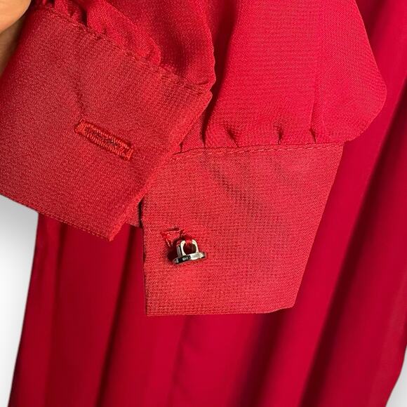 UPS & DOWNS Maxi Dress Womens Medium Red Semi Sheer Valentines Holiday Belt NWOT - Picture 10 of 14